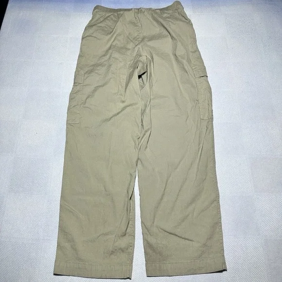 Athleta Paradise Straight Leg Cargo Pants Womens Small Khaki Linen Blend Stretch - Picture 8 of 15